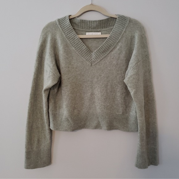 Abercrombie & Fitch Sweaters - Abercrombie & Fitch Womens Wool Blend Preppy Cropped Sweater Small Cozy Green